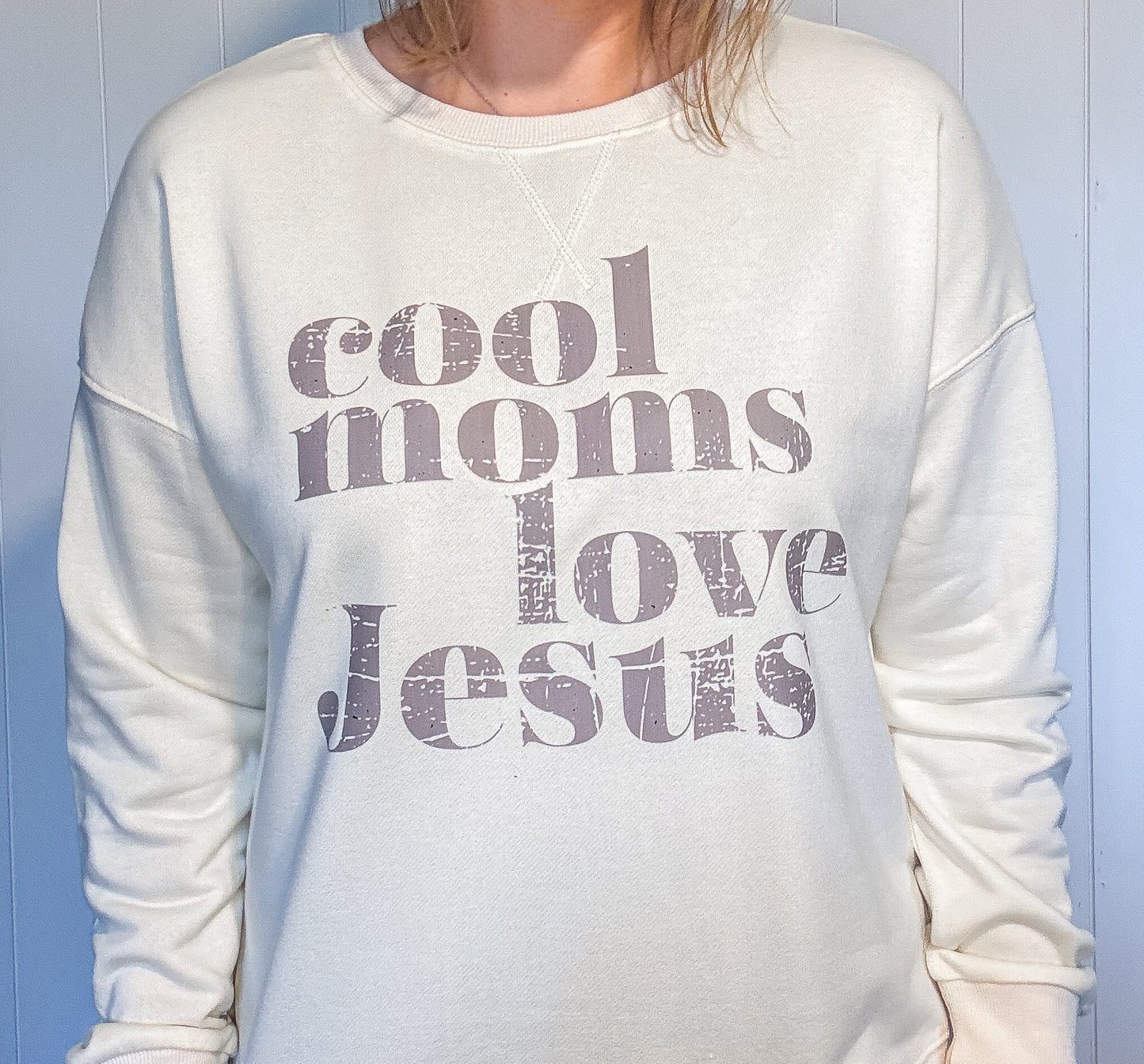 Cool Moms Love Jesus Slit Side Crewneck