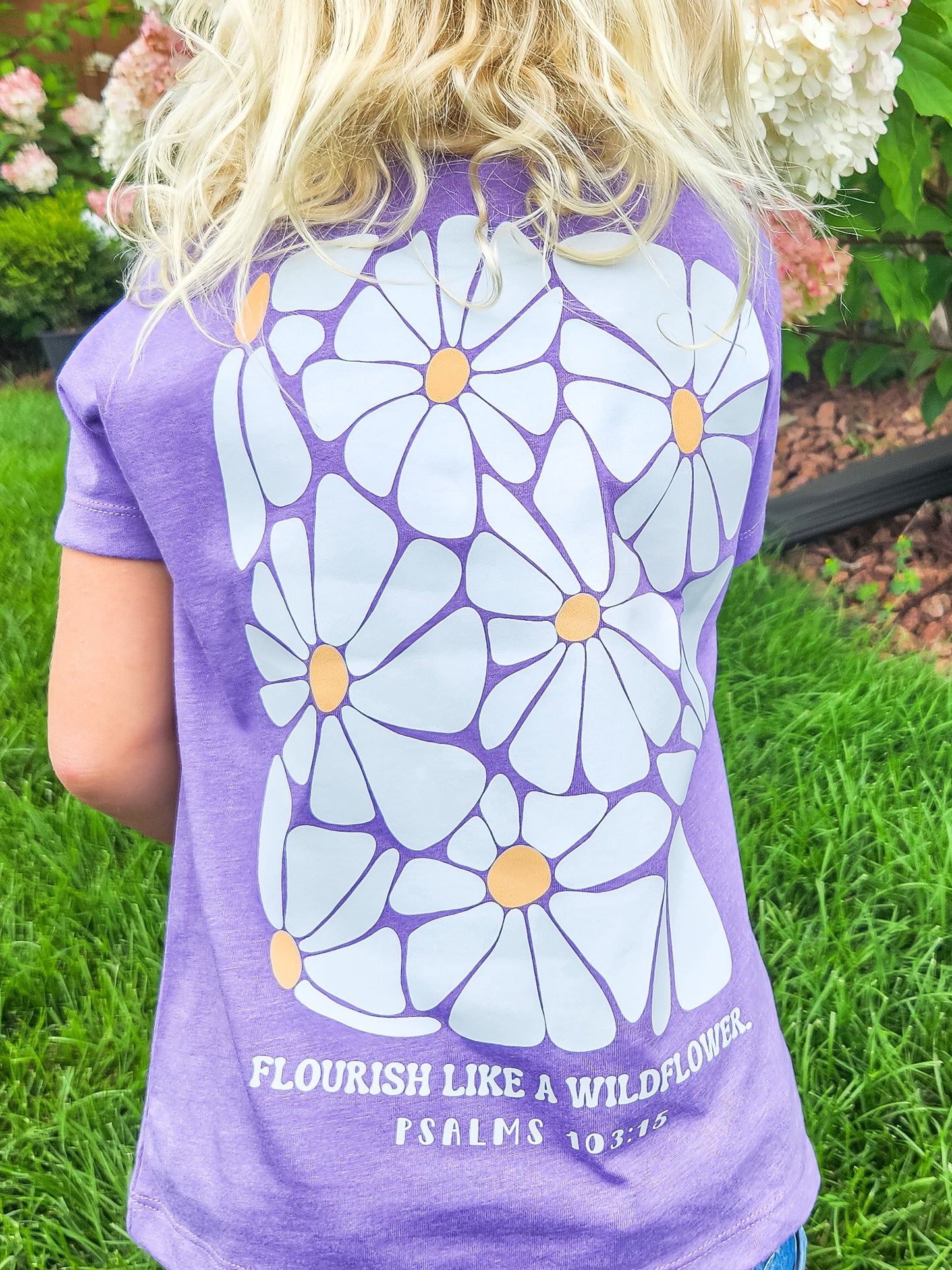 Flourish Like a Wildflower Girls Lavender Tee