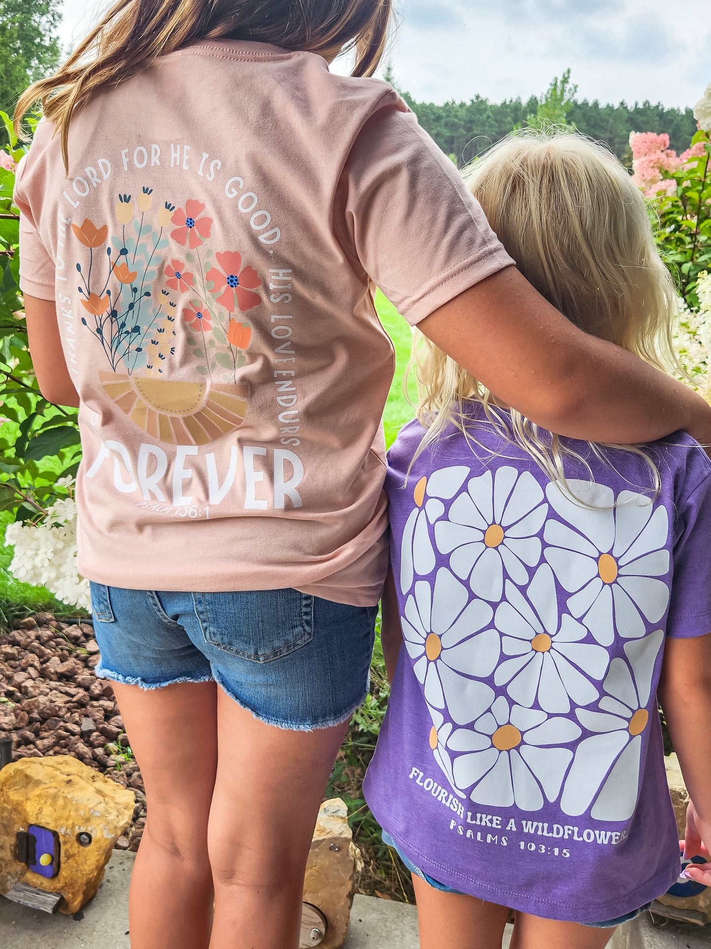 Flourish Like a Wildflower Girls Lavender Tee