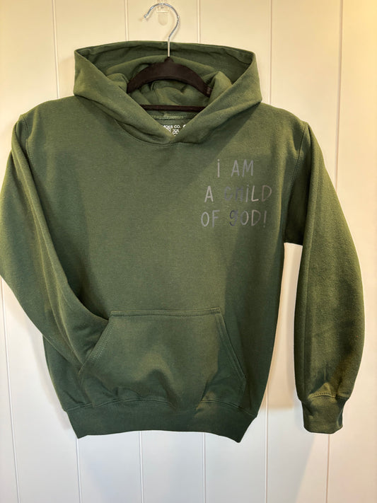 I Am A Child Of God Army Green Hoodie