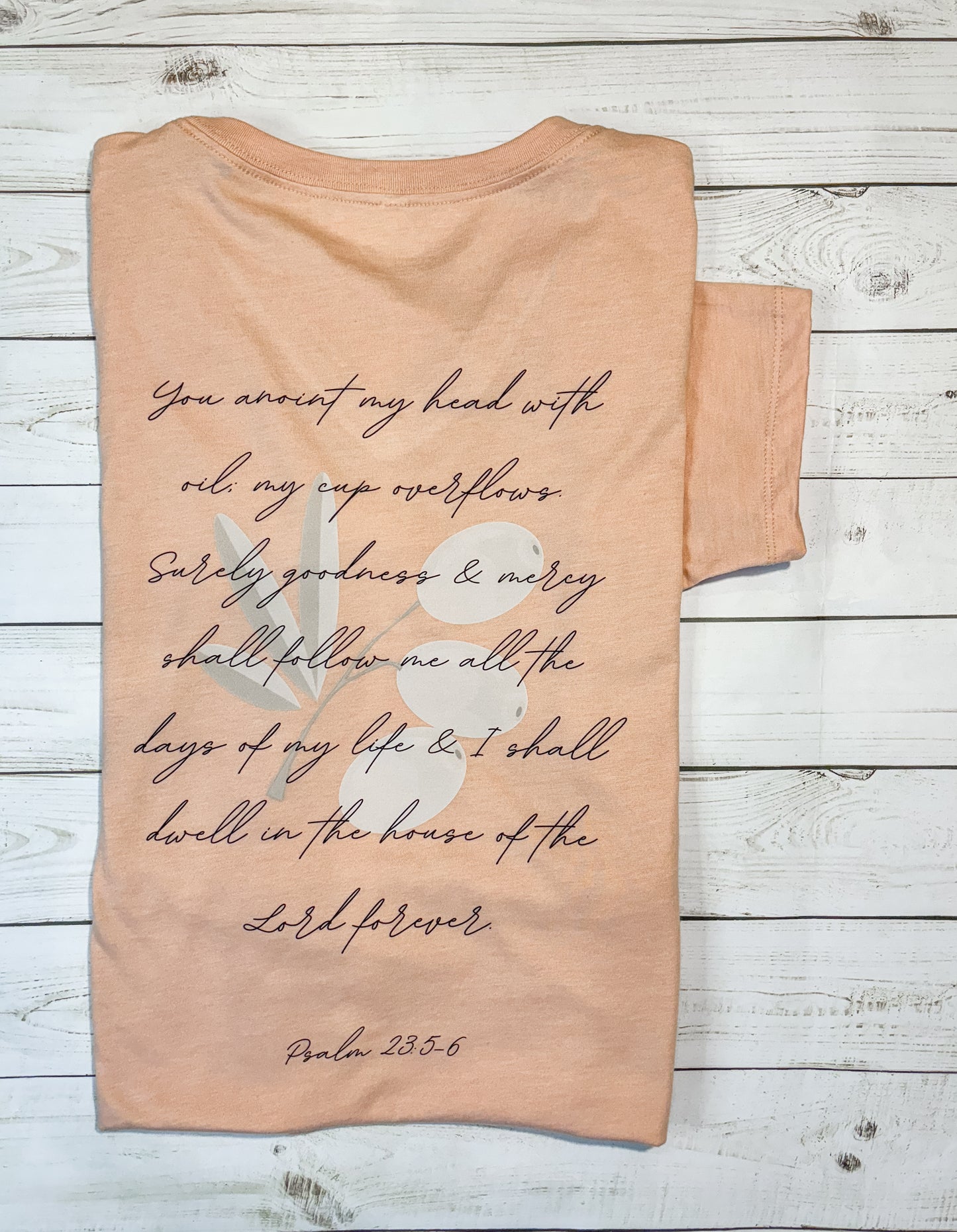 Anointed Psalm 23:5-6 Peach V-neck