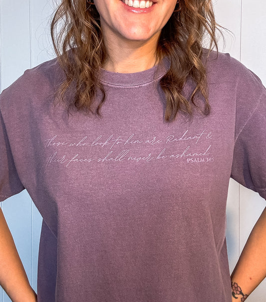 Radiant Verse Psalm 34:5 Wine Tee