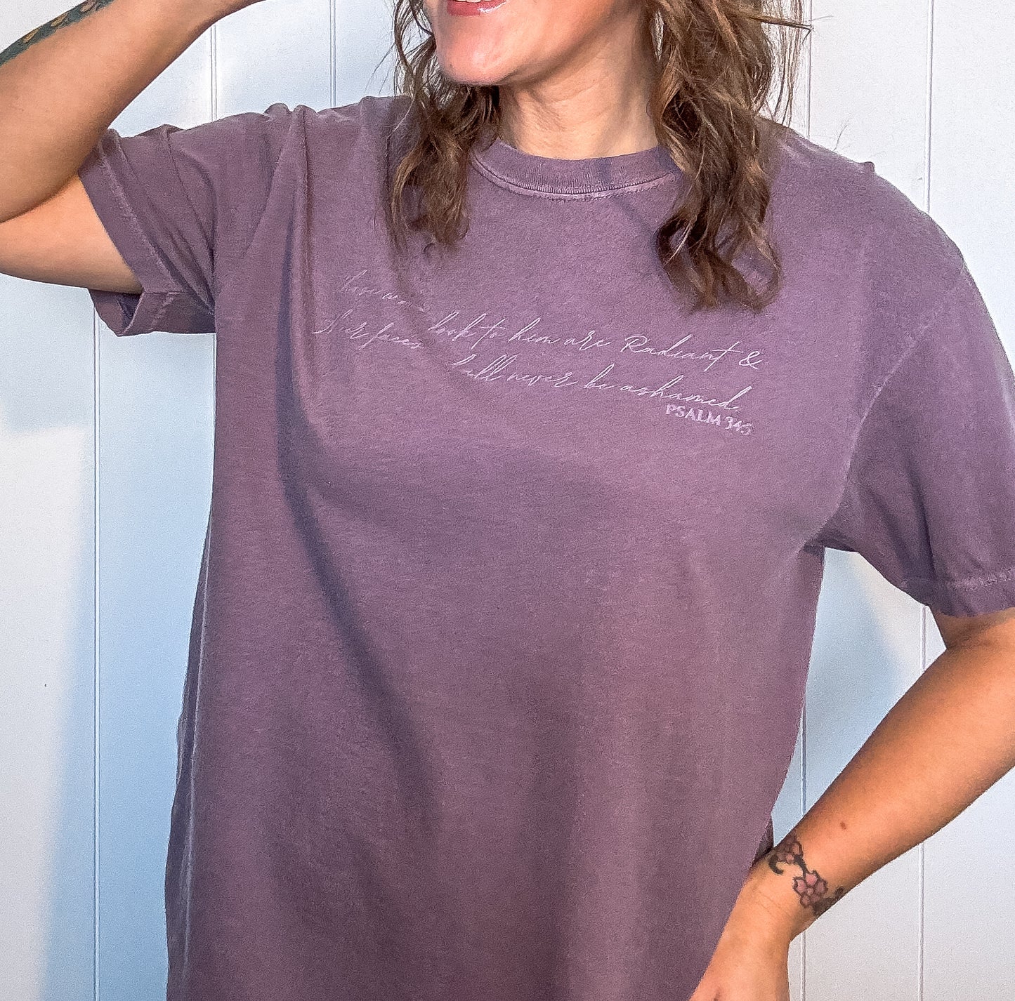 Radiant Verse Psalm 34:5 Wine Tee