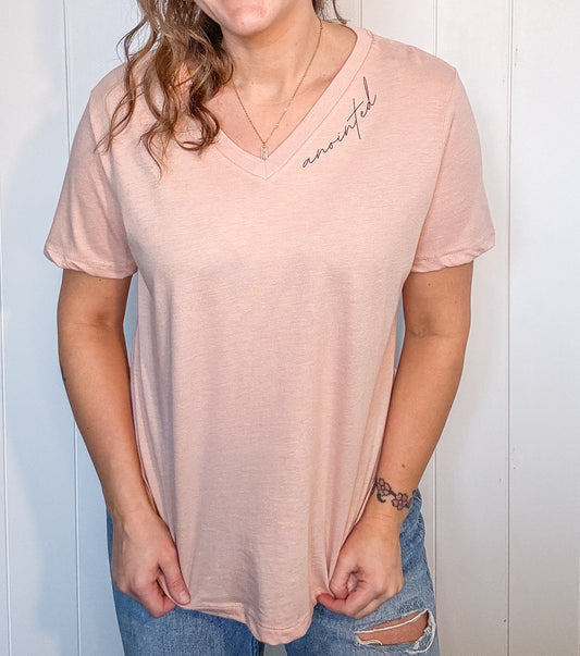 Anointed Psalm 23:5-6 Peach V-neck