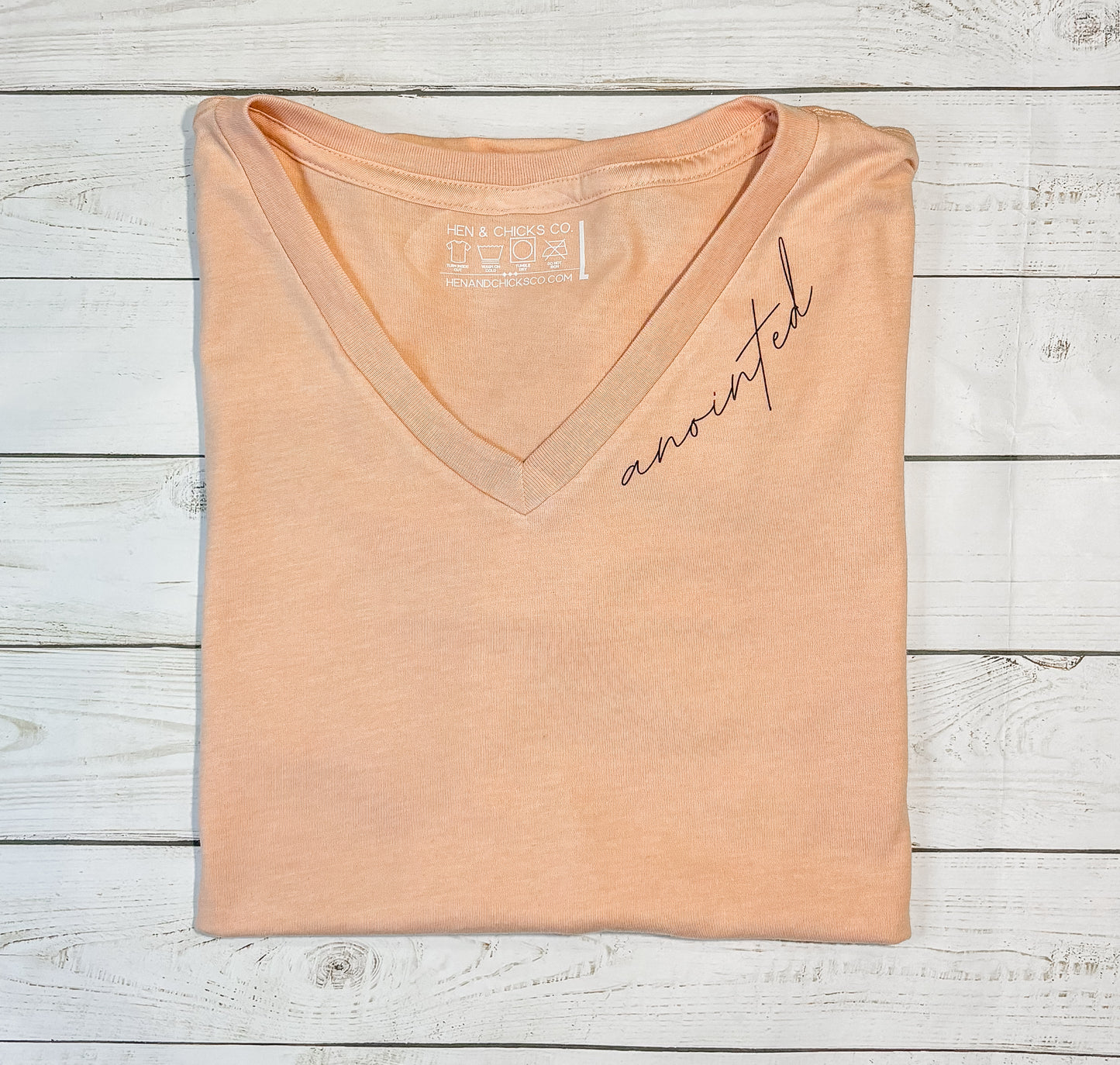 Anointed Psalm 23:5-6 Peach V-neck